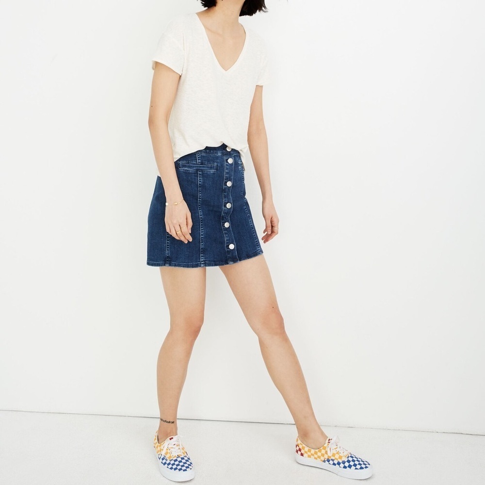 Madewell Stretch Denim Straight Mini Skirt in Marsden Wash - Size 26 - Picture 2 of 7